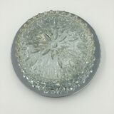 Round ceiling lamp in molded glass with relief