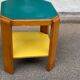 Table d'appoint art déco octogonale en bois jaune et vert 1970