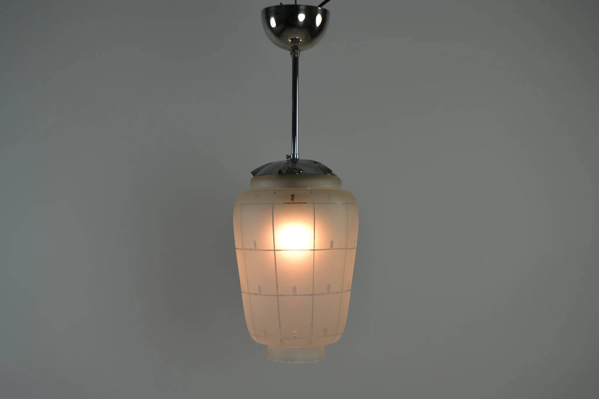 Modernist Pendant or Ceiling Lamp, Glass and Metal, 1930s/1940s, Sweden