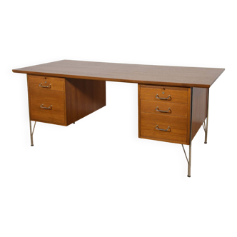 Mid-Century Danish Desk in Teak and Chrome by Heinrich Roepstorff, 1970s