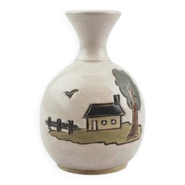 Petit vase vintage campagne en grès poterie Biron à Bouffioulx