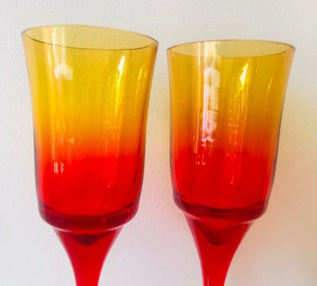 Set of 2 handmade glasses by artist Professor Zbigniew Horbowy
