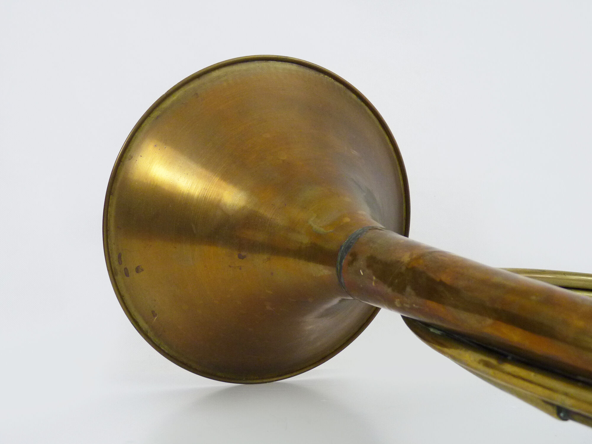 Old brass hunting horn