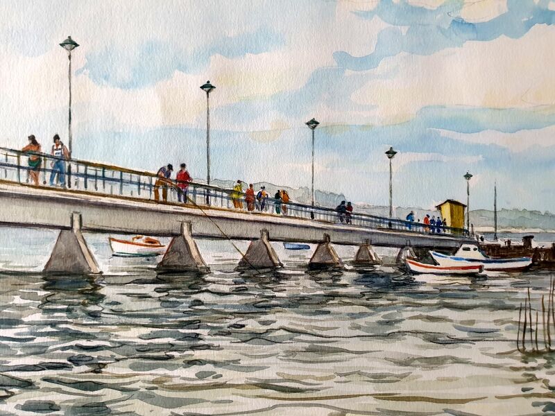 André Duculty (1912-1990) Watercolor on paper "Cap Ferret (Gironde)" Signed lower right and dated