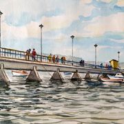 André Duculty (1912-1990) Watercolor on paper "Cap Ferret (Gironde)" Signed lower right and dated