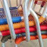 Set of 5 vintage scoubidou armchairs 1950 in aluminium & plastic wire 50