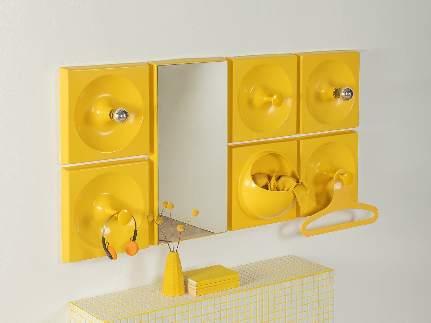 Eight-piece Space Age QUADRO coat rack set by Jürgen Lange for Schönbuch, 1970s