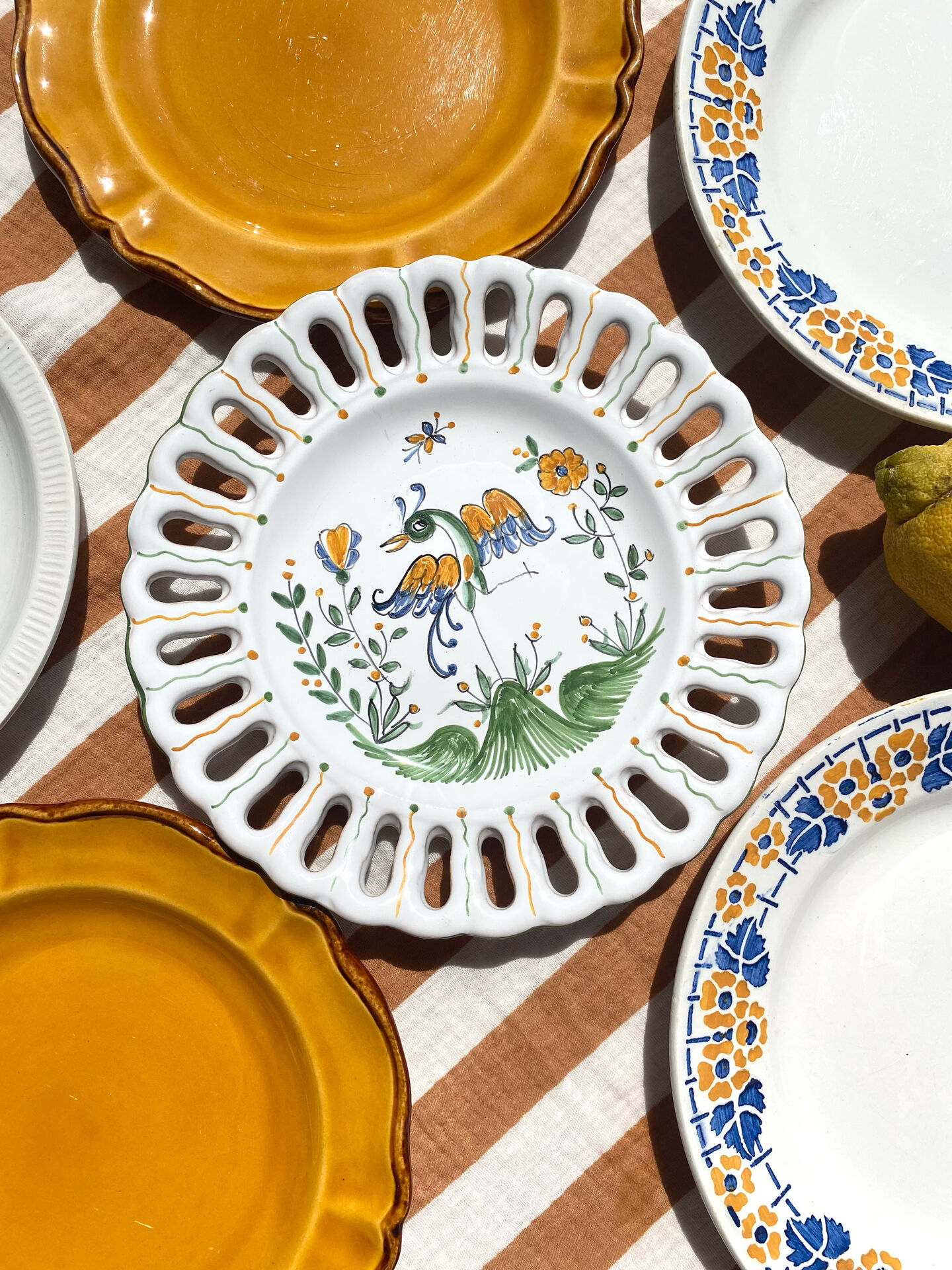 Set of twelve mismatched vintage dessert plates.