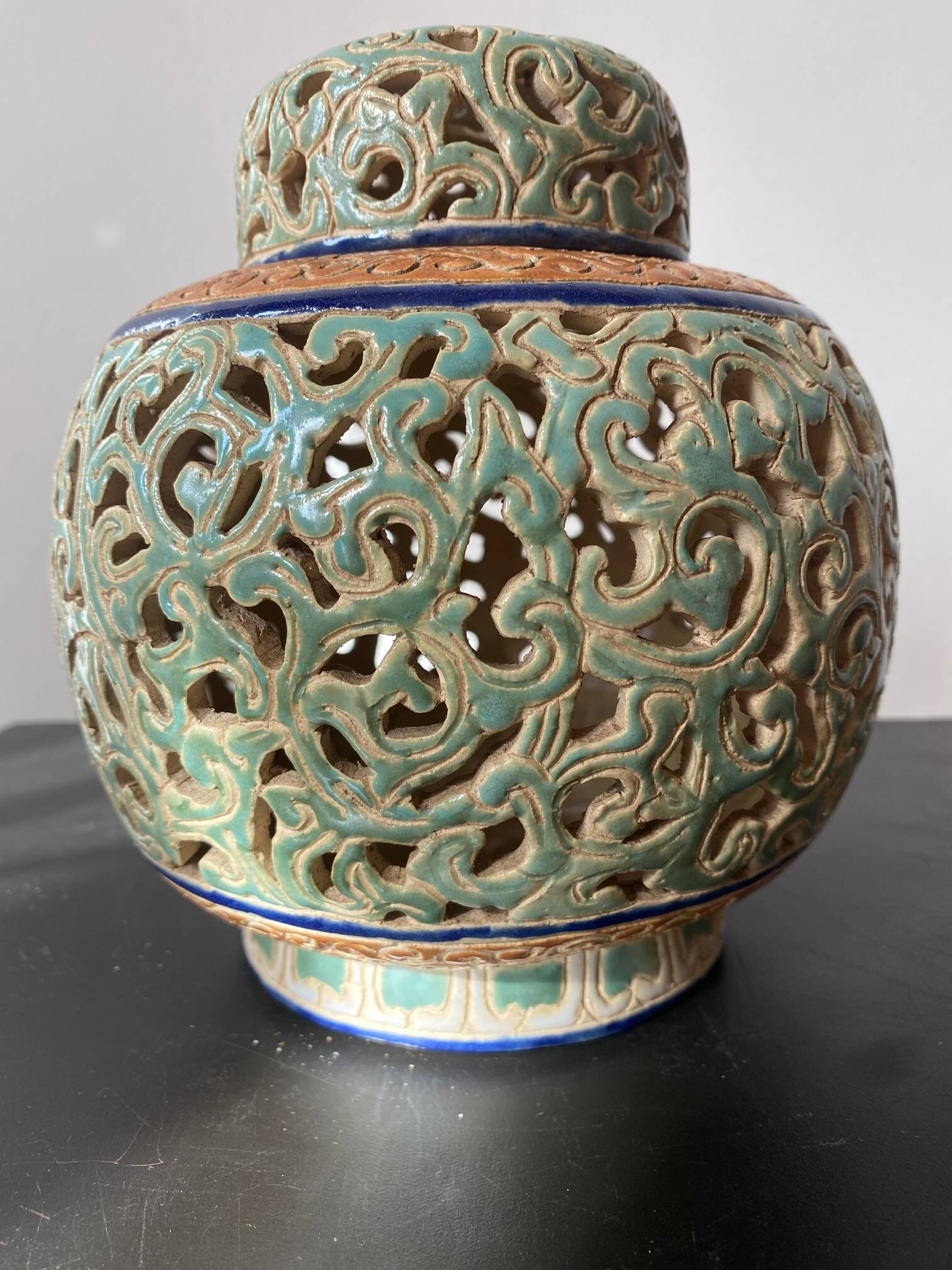 Champlevé ceramic pot