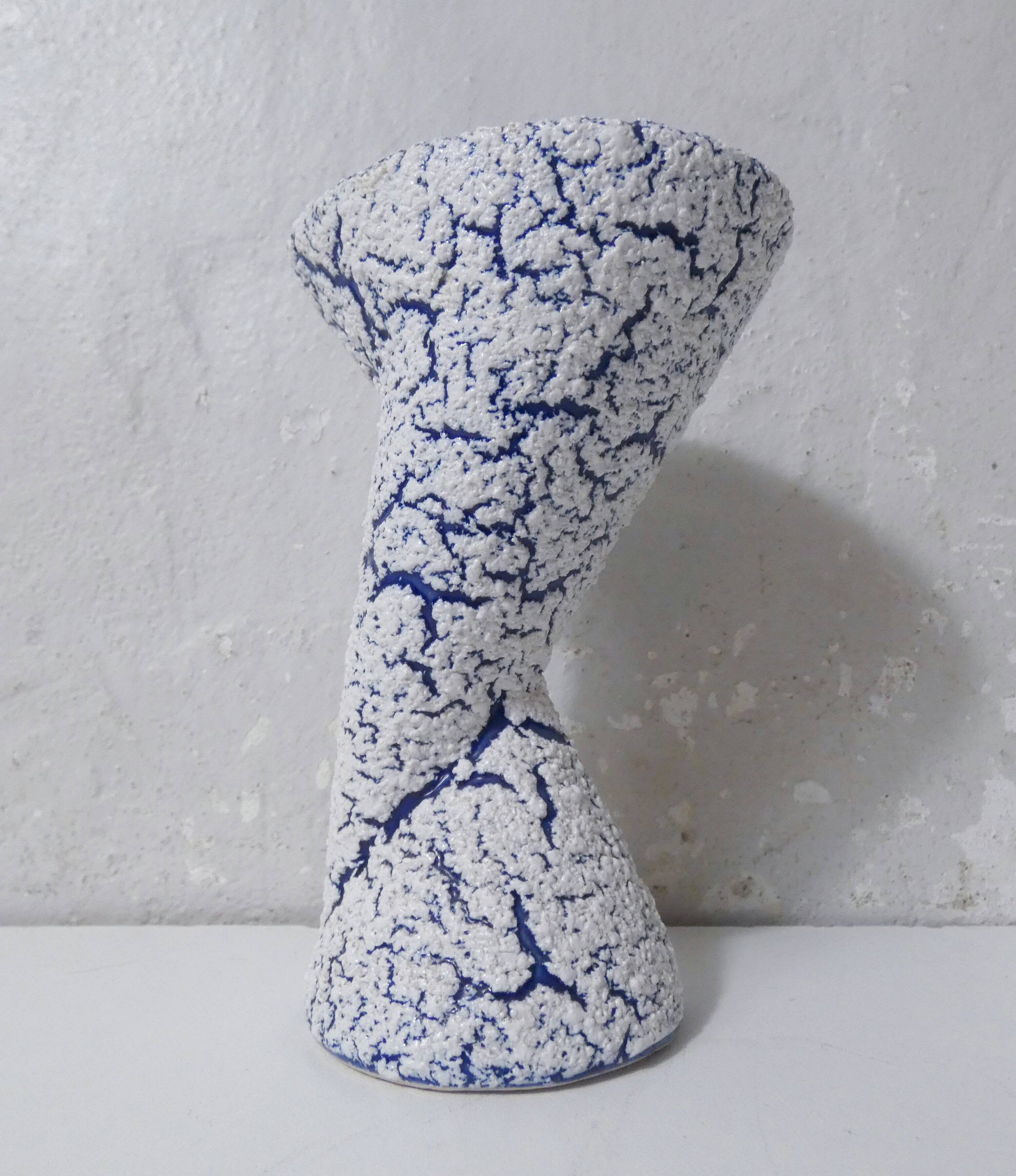 Vintage asymmetrical diabolo vase in snow stoneware