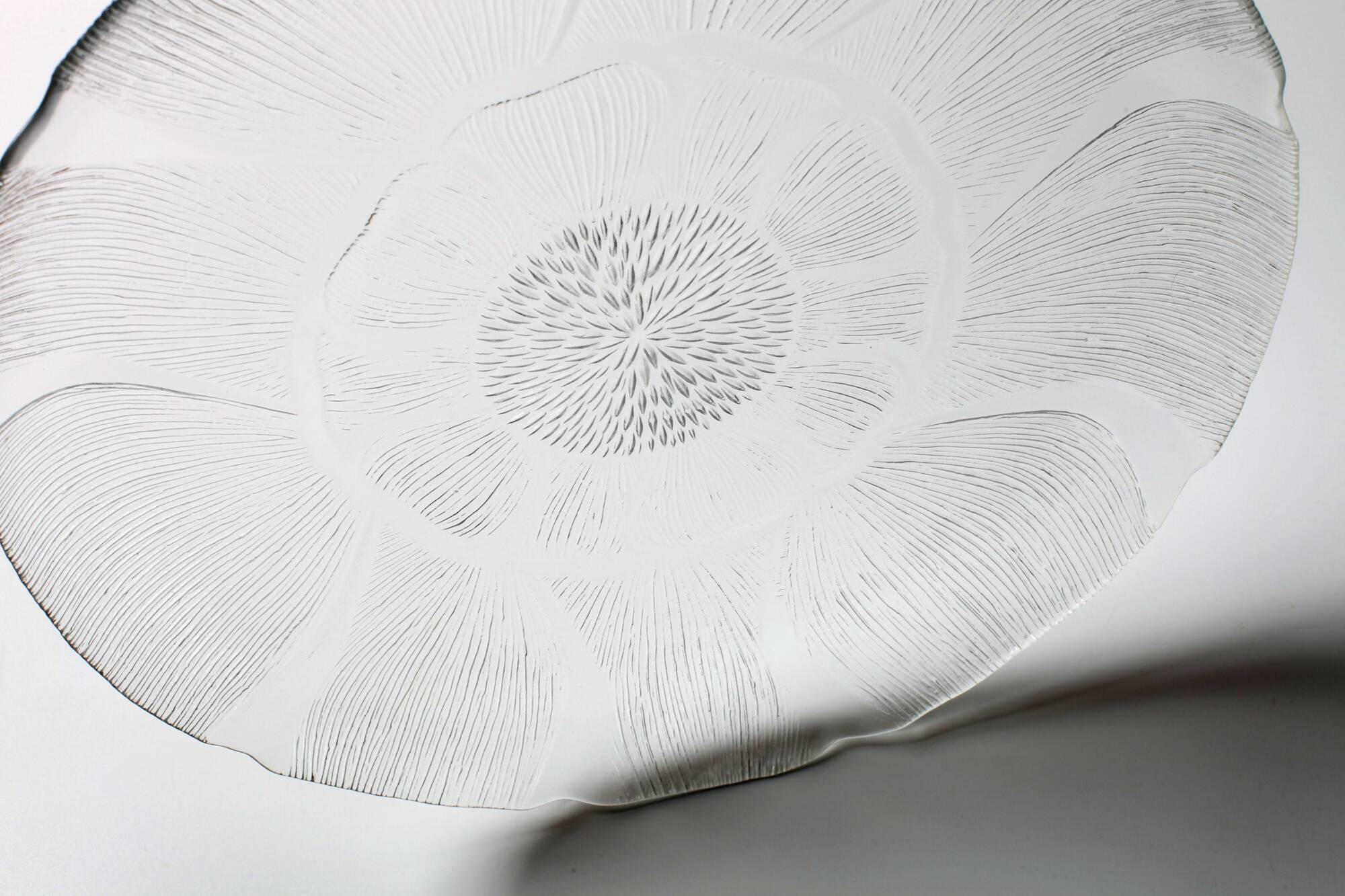 Large Platter Fleur, Vintage Decorative Clear Plate / Arcoroc / France