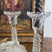 Pair of glass candlesticks