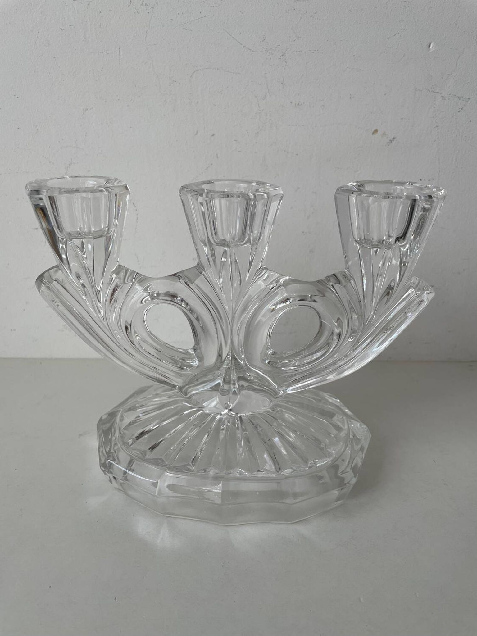 Bougeoir en verre annees 50