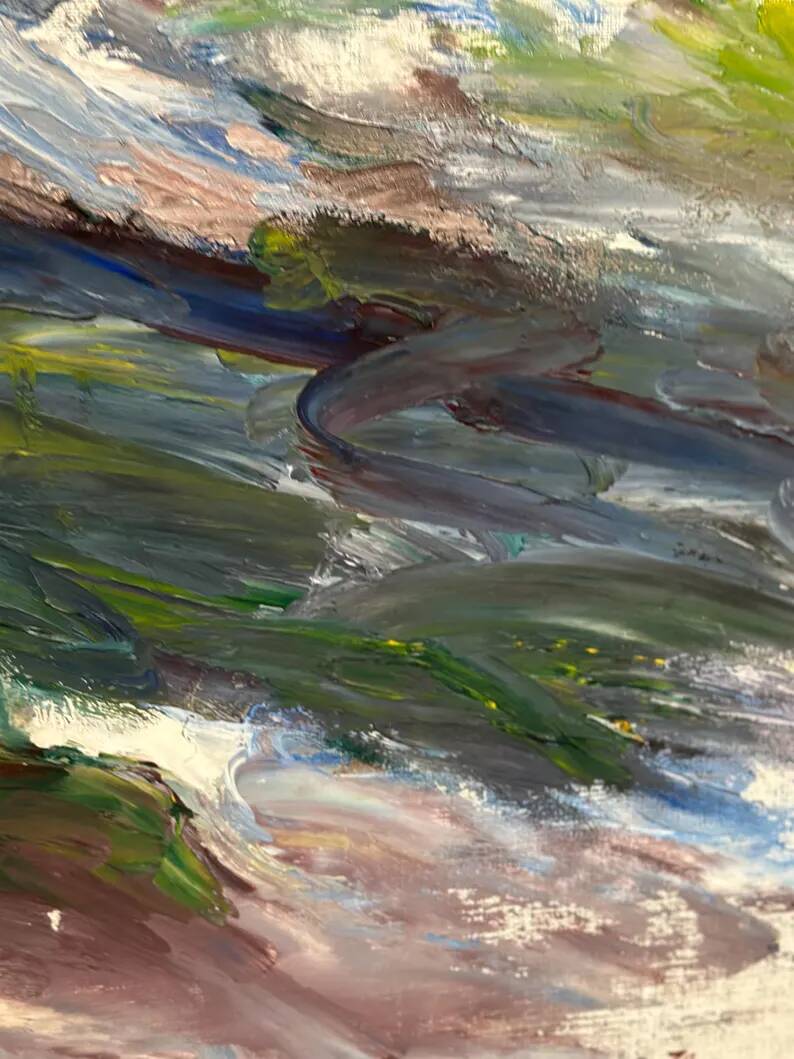 Large Original Swedish Oil on Canvas – “Abstract Composition” by Johny Colebring – 1978 – Signed – Vintage & Framed – 83×73 cm