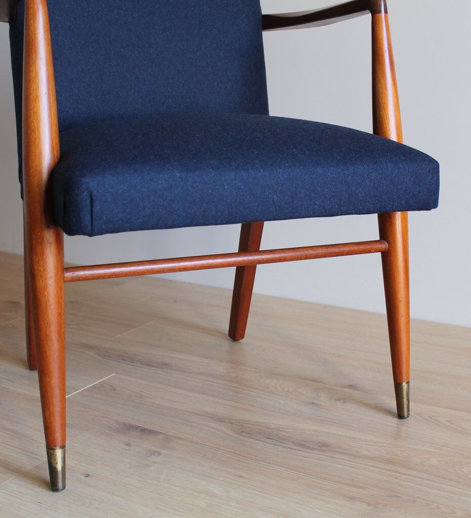Scandinavian 60's navy blue armchair