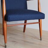 Scandinavian 60's navy blue armchair