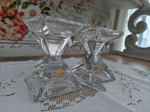 Lot de 2 bougeoirs Cristal d'Arques vintages