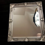 Solid baroque mirror with silver frame - Wood