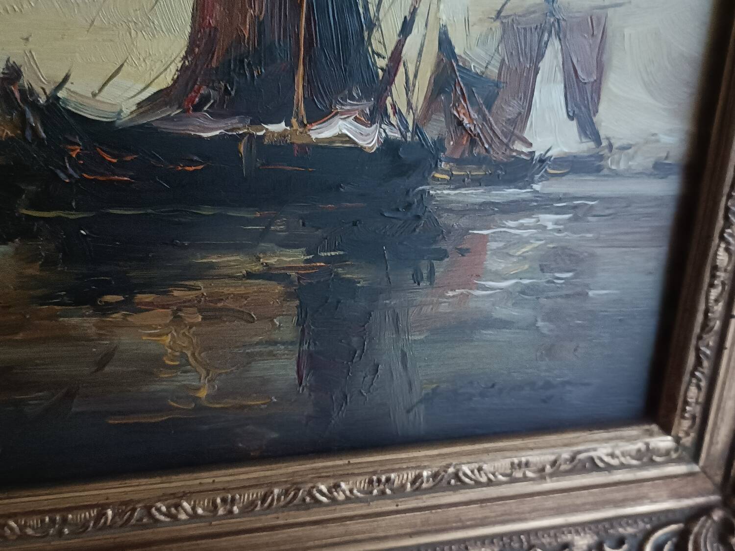 Tableau ancien, marine signée, fin XIXEME