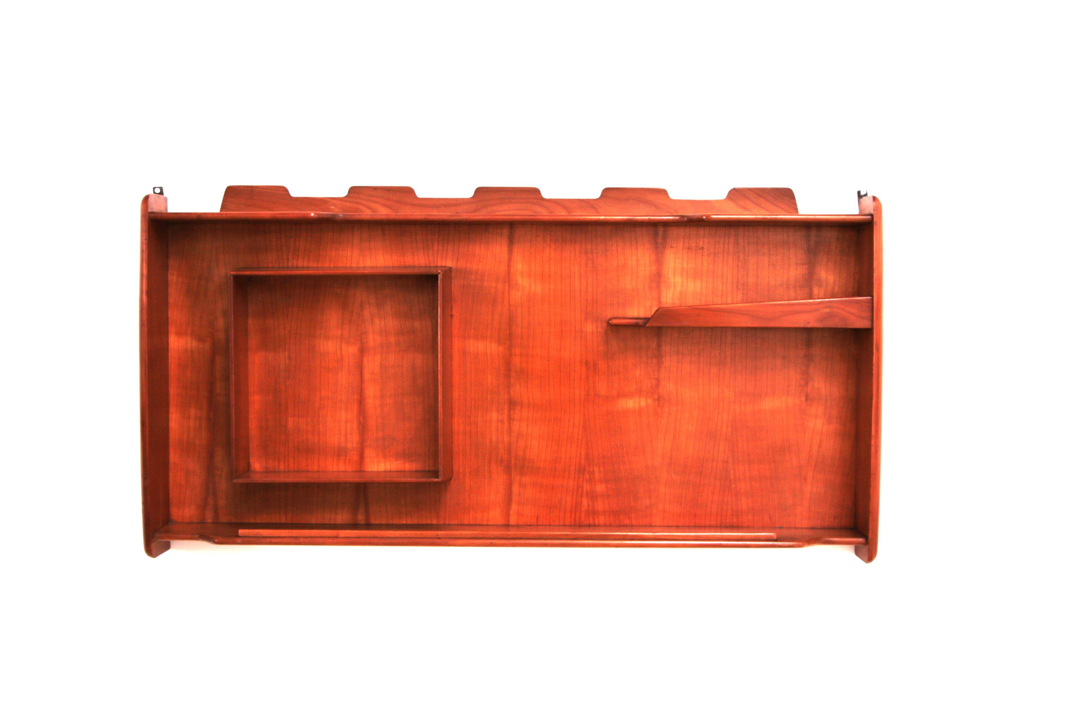 Italian Handmade Walnut wall cabinet from the 1960s.