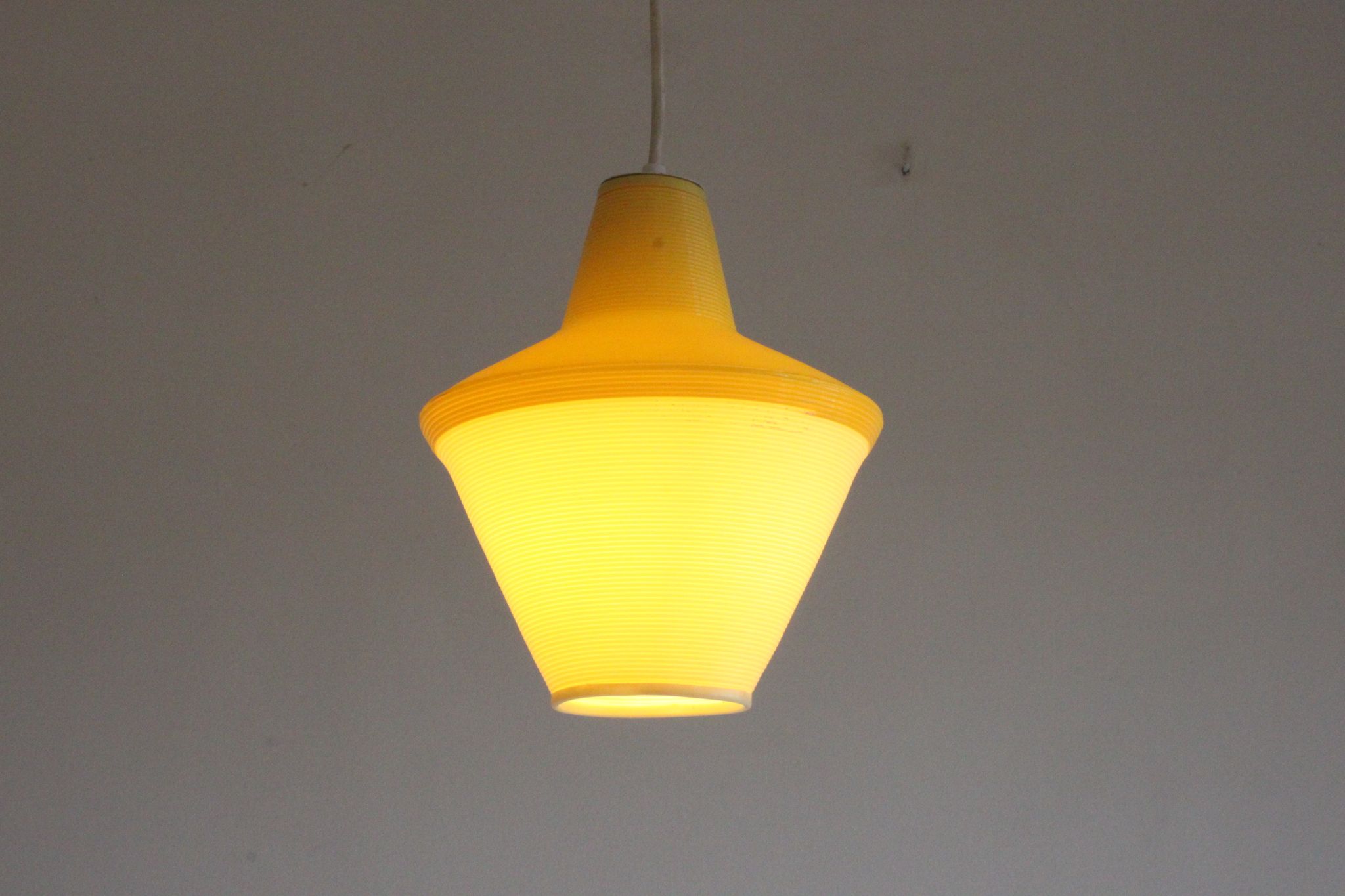 Early plastics cellulose pendant lamp by Atelier de recherche plastique and Rotaflex 1950s.