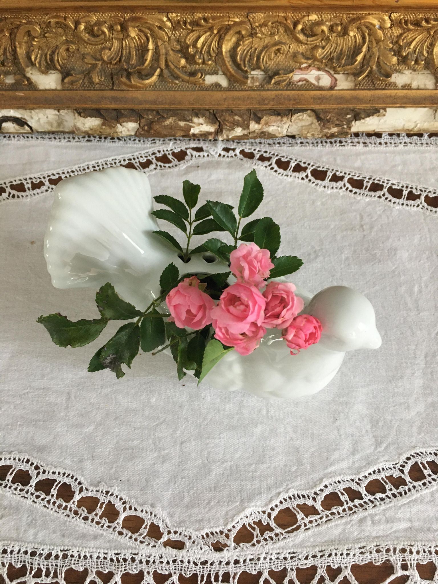 Vintage Porcelain Flower Picker Dove