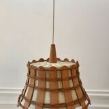 Scandinavian pendant light in wool and teak design 1970