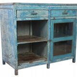 Old Burmese teak sideboard with original blue patina