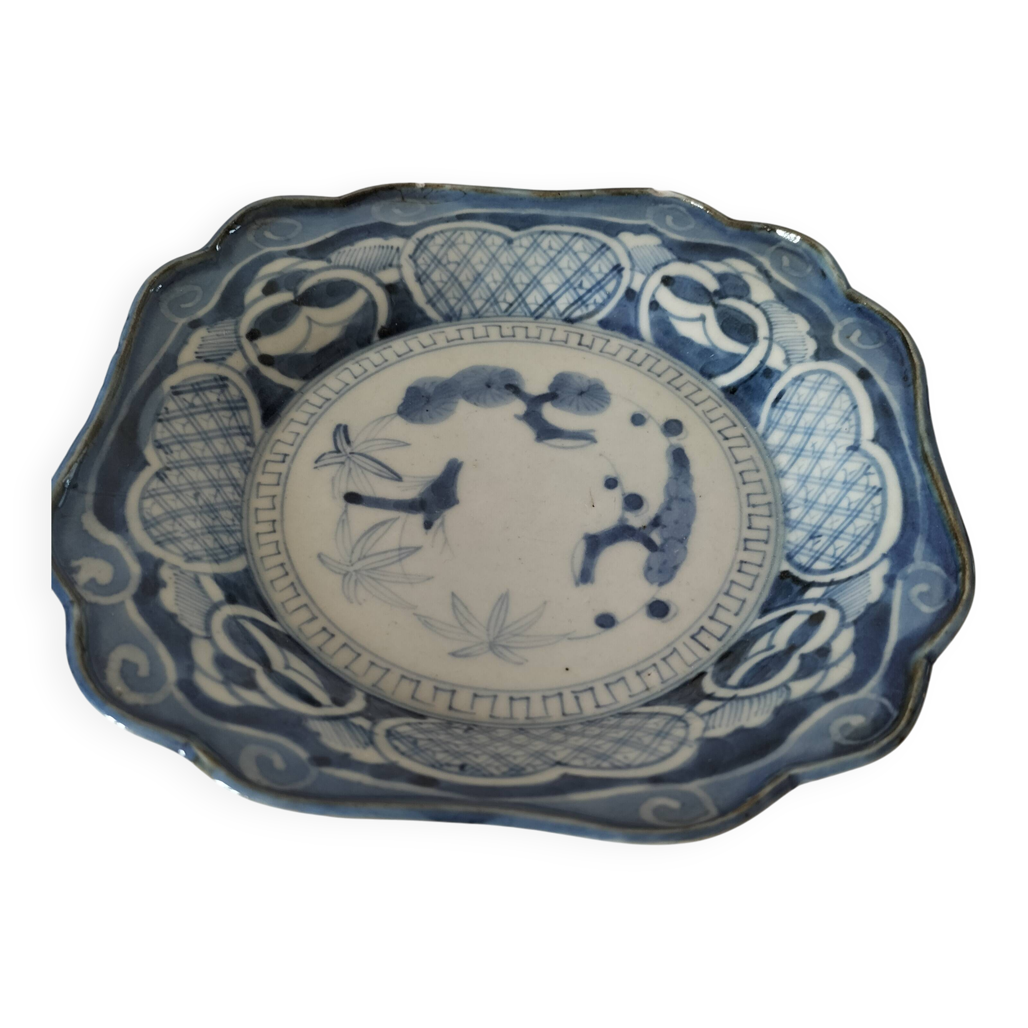 Antique Japanese porcelain cup – Arita blue decoration, late 19th century