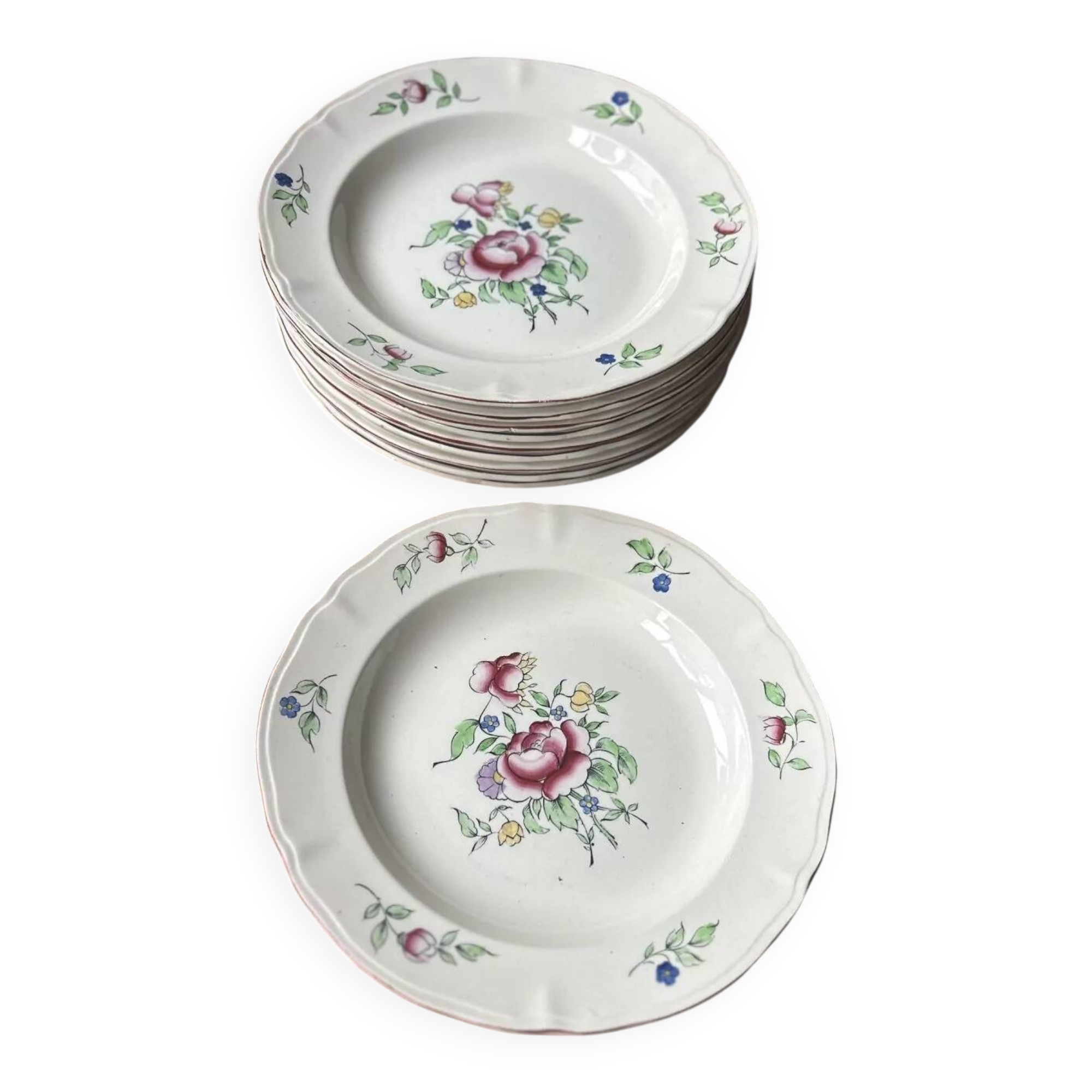 Set of 10 Villeroy & Boch deep plates – bucolic design 24.5 cm