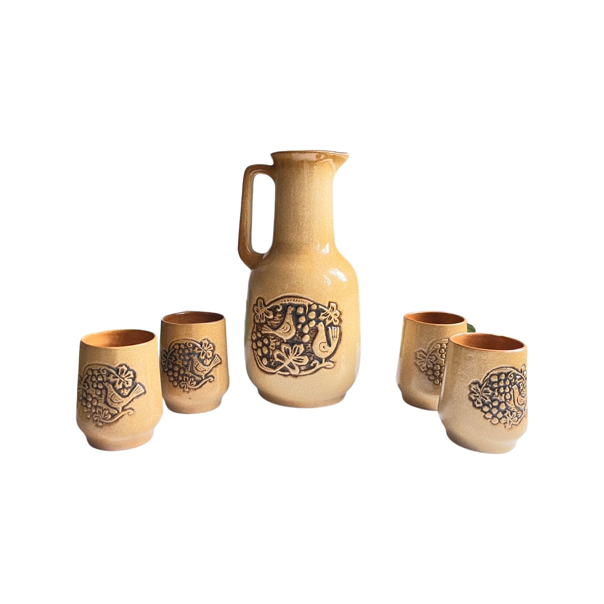Stoneware set for cold drinks Poland 1970s