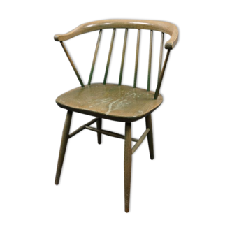 Patinated green vintage bar chair