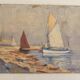 Oil painting on panel of sailing boats near the shore signed marcel canet.