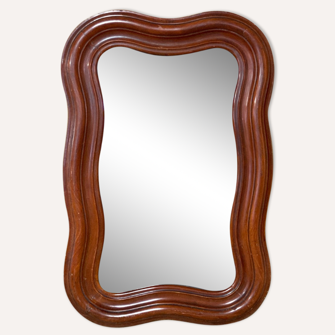 Louis Philippe organic curved wavy distressed mirror, ca 1880
