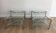 Pair of chrome side tables and glass slabs