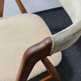 Vintage velvet teak arm chair