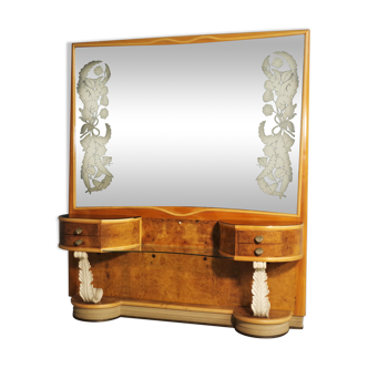 Grande console avec miroir des années 50