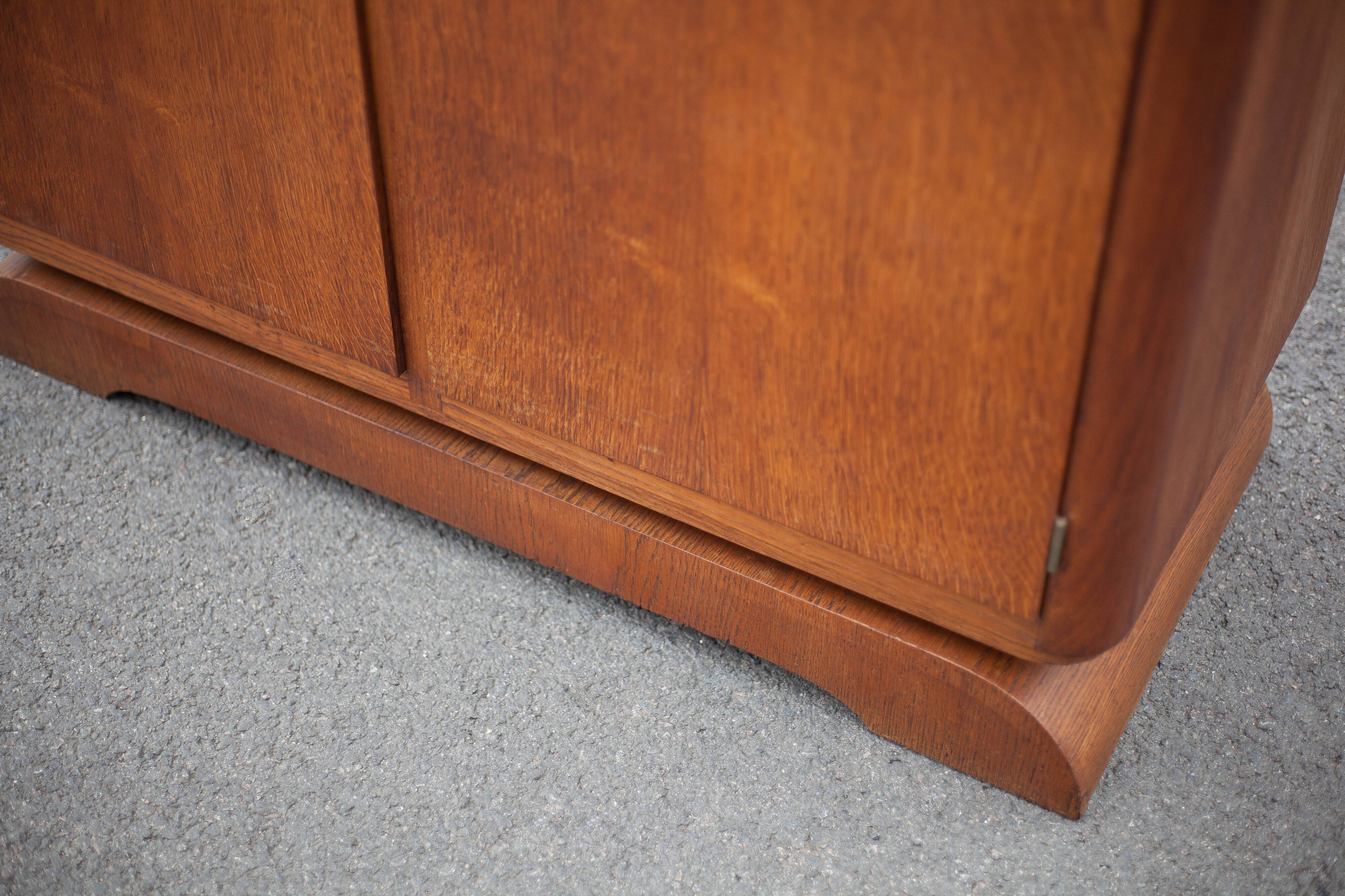 Art Deco cabinet, asymmetrical art deco cabinet, wood cabinet 40s