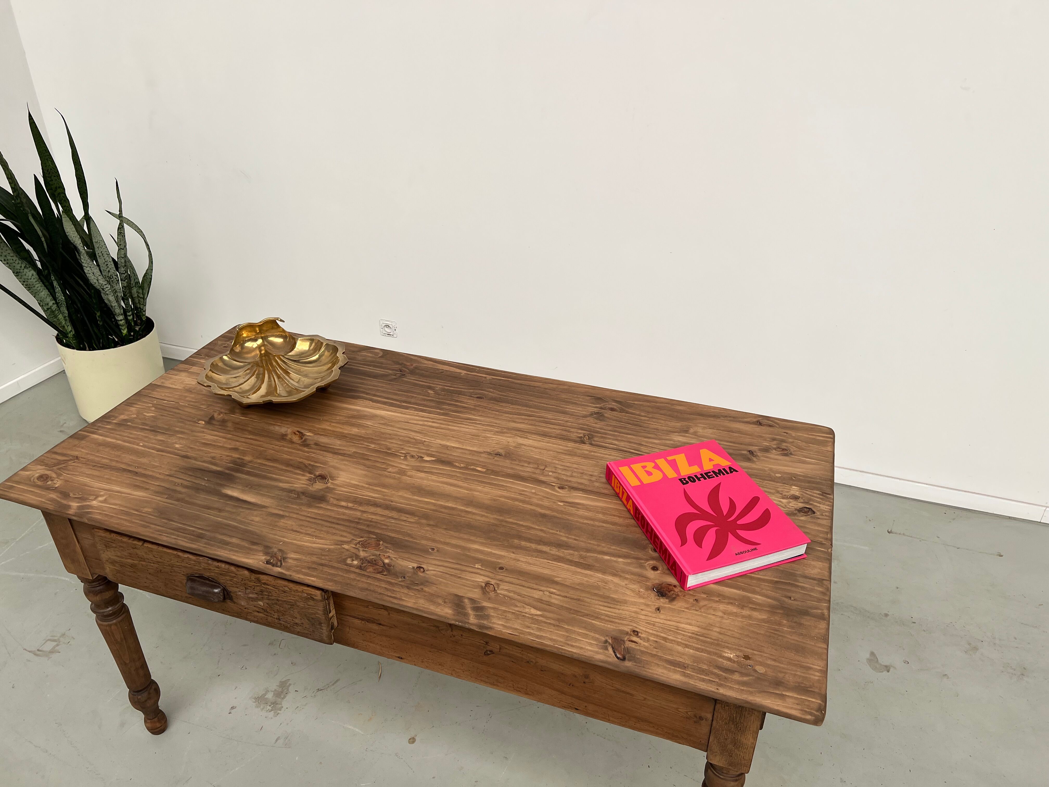 Table de travail de ferme en pin, des années 50