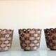 Suite of three cache pots imitation wicker braided by Emsa / vintage 60s-70s