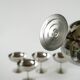 Set of 6 stainless steel bowls with fine feet, Design, 1970