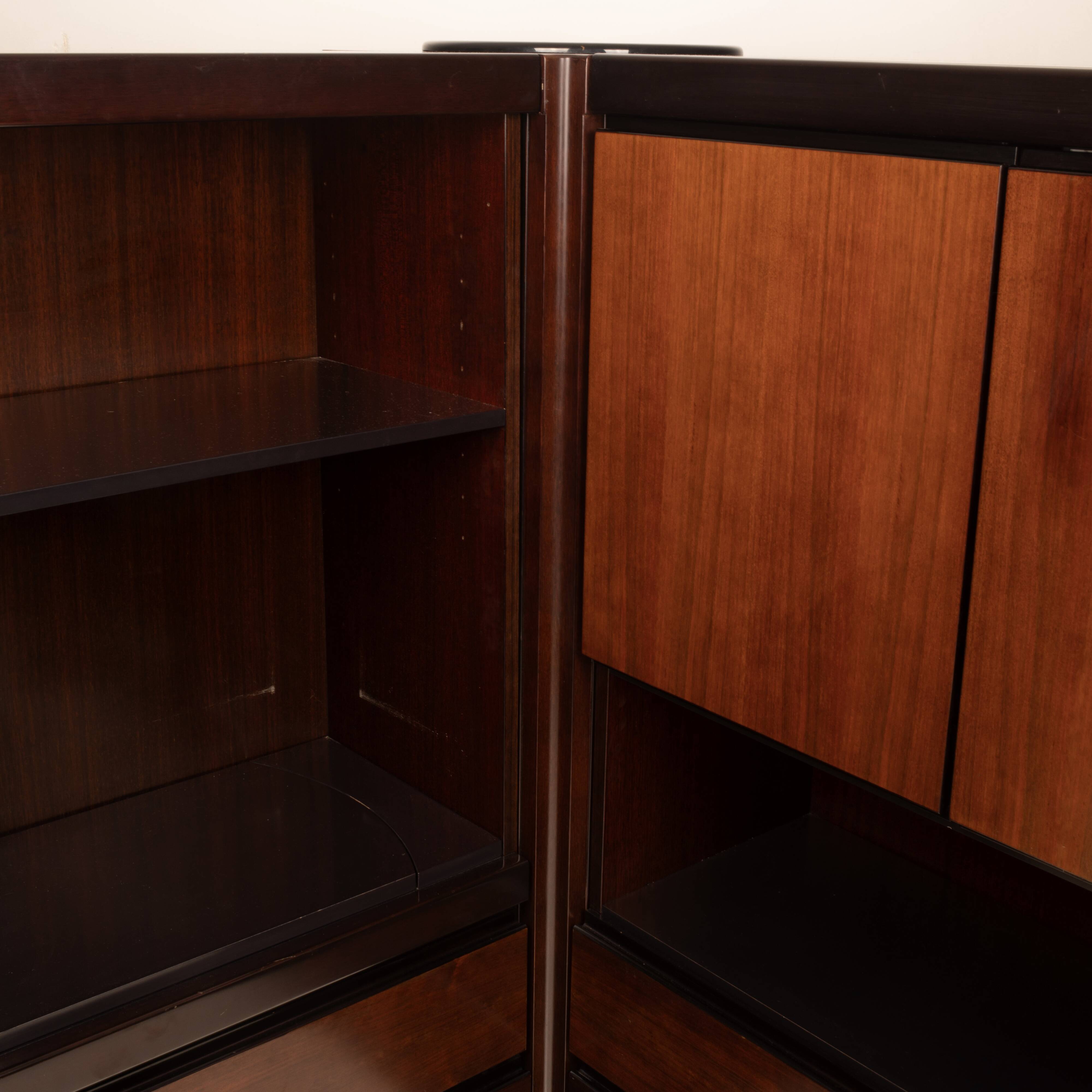 Pair of S11 Cabinets and Bar by Angelo Mangiarotti for Sorgente dei Mobili