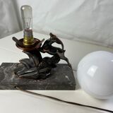 Lamp night light Art Deco opaline signed Limousin