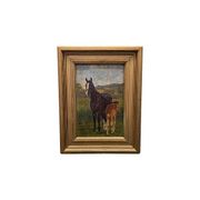 Jean Van Marcke De Lummen Oil Painting Mare With Foal, early 1800s