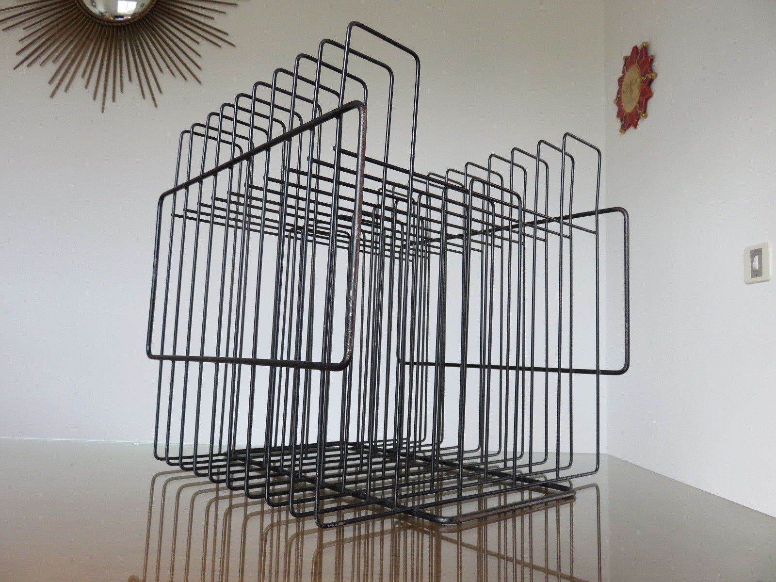 Vinyl rack in black painted metal  1960s