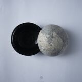 Japanese egg shell trinket bowl, lacquered wood interior