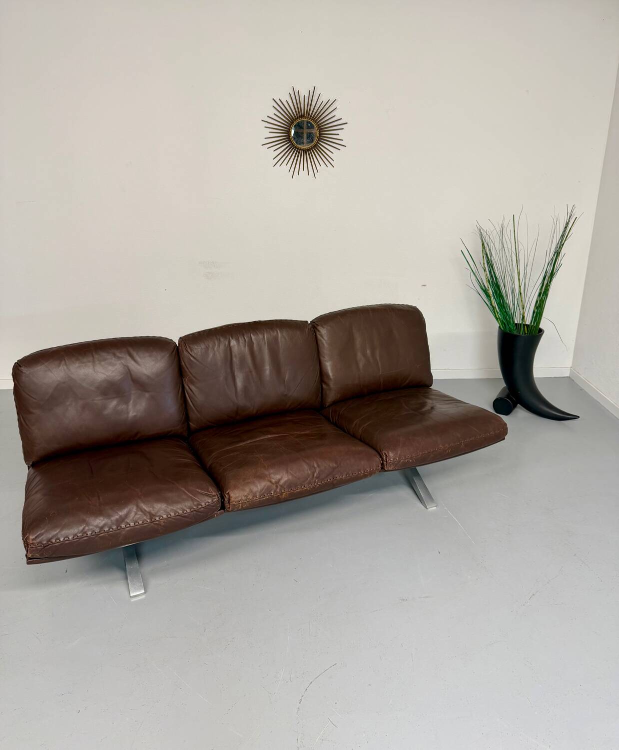 De Sede DS31 vintage leather 3-seater canapé banquette from the 1970s.