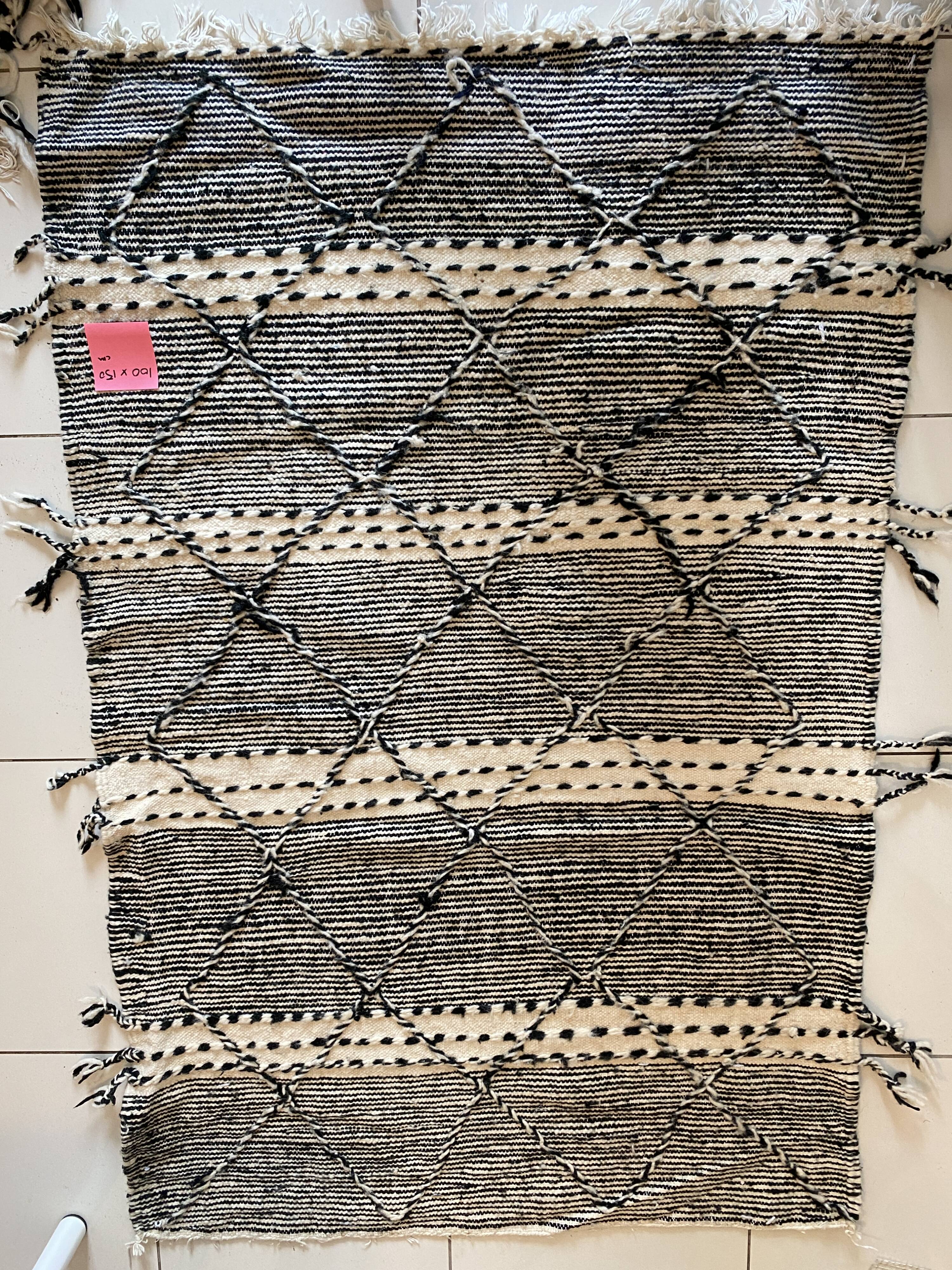 Black and white Moroccan Kilim rug
