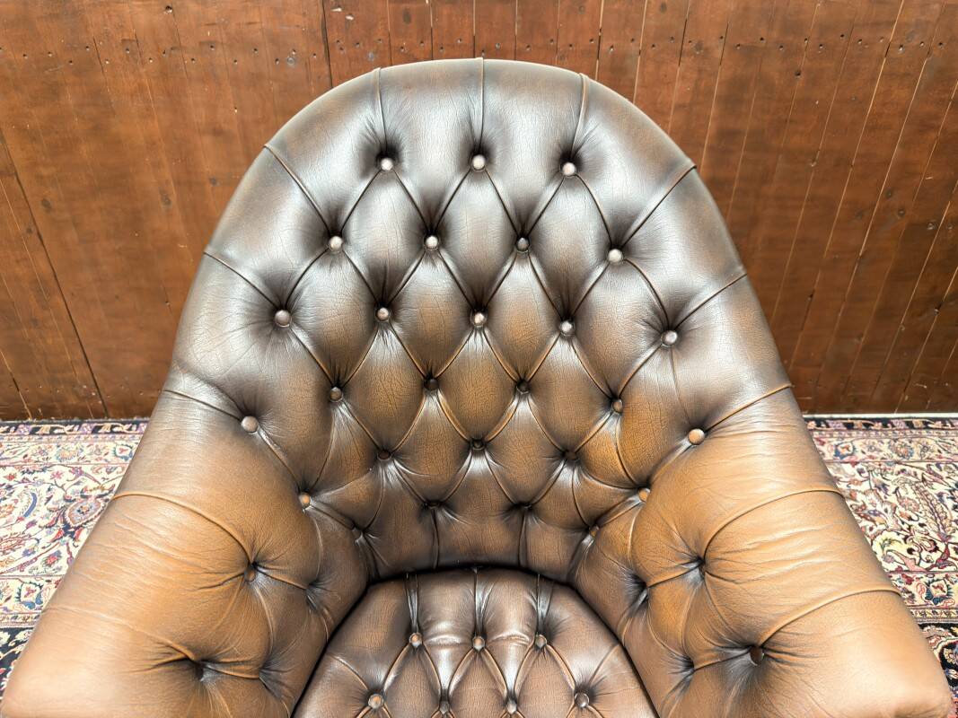 Chaise de bureau Chesterfield anglaise classique marron
