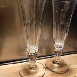 2 flûtes à champagne à pans coupés, fin 19è